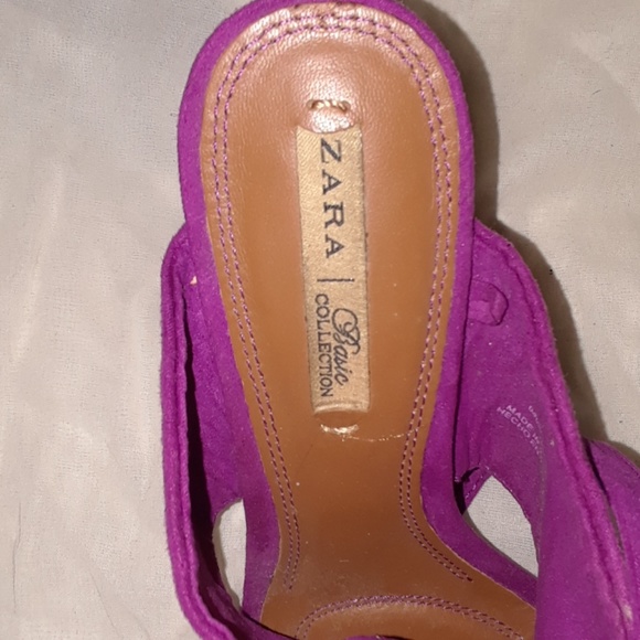 Zara Plum colored suede strappy heals - Picture 3 of 4